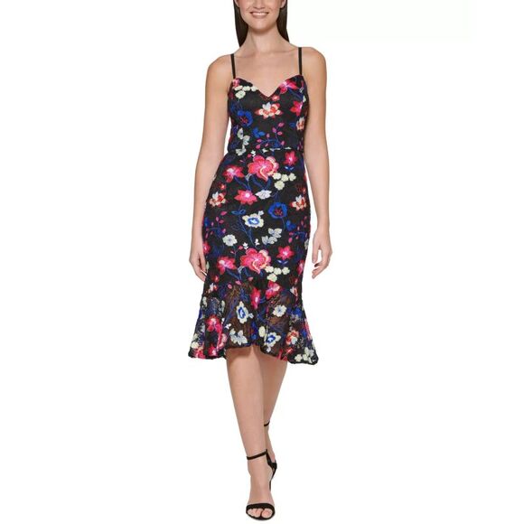 GUESS Women's Dress Sz 14 Embroidered Lace Midi - Picture 1 of 5